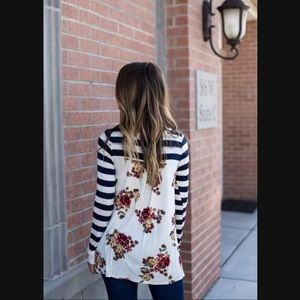 P.S. Kate Navy Stripe and Floral Top